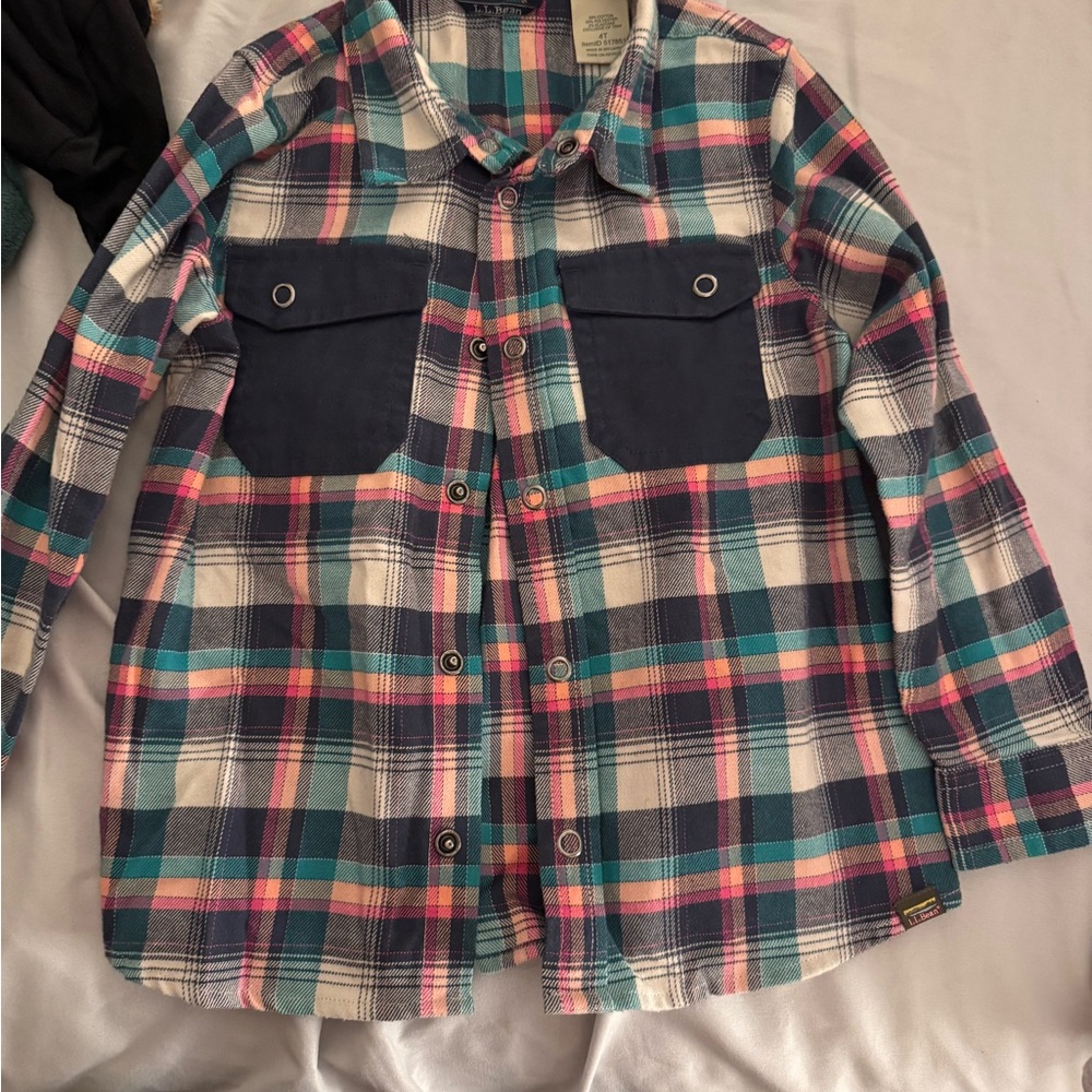 L.L. Bean Kids Plaid Shirt with Navy Pockets